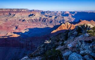 Scenic view of the grand canyon bathed in vibrant sunset colors, Grand Canyon national park, Arizona, USA photo