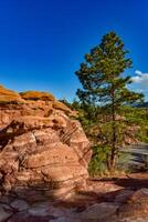 Eroded red-sandstone formations. Garden of the Gods, Colorado Springs, Colorado photo