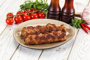 Chicken kebab minced meat and spices photo