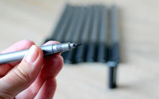Black liner for drawing with a brush core. photo