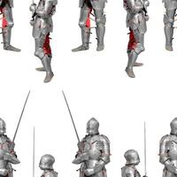 Knight in shiny metal armor on a white background. Seamless pattern. photo