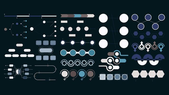 A set of different types of shapes and symbols