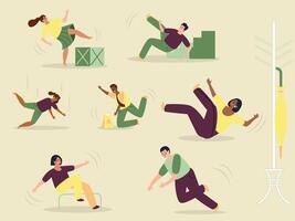 people doing various activities, including dancing, jumping and kicking vector
