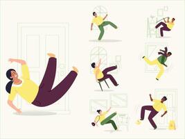 illustration of people doing various activities in different poses vector
