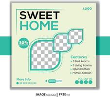 Real estate Home sale social media post or square banner template vector