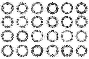 This collection of vintage-inspired floral frames, featuring ornate borders and round shapes, is perfect for adding elegance to designs and providing a decorative element. vector