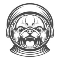 Astronaut Pug Dog looking awesome design vector