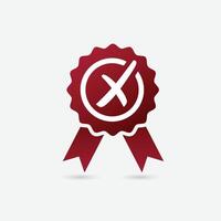 Not Approval medal icon with check mark and ribbon vector