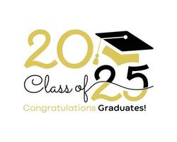 Class of 2025. Stylized calligraphic inscription Class of 2025 in one line. vector