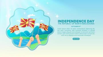 Independence Day of The Republic of Macedonia background with waving flags vector