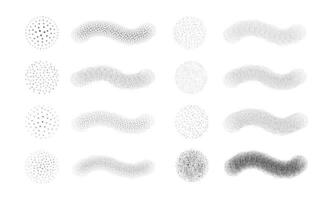 Dots and Gritty Texture Brush Blank Set Isolated on White vector