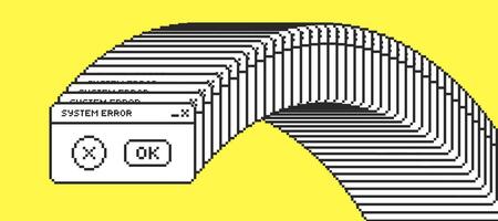 System message screen in pixel art style. Virus popup. Illustration. vector
