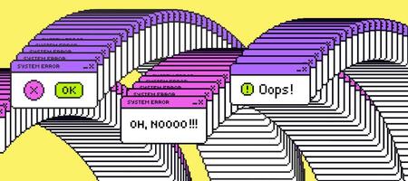 System message screen in pixel art style. Virus popup. Illustration. vector