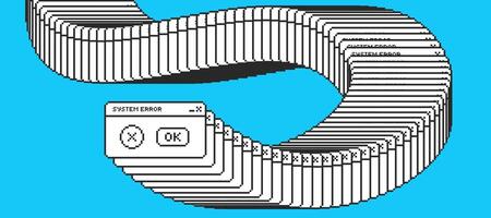System message screen in pixel art style. Virus popup. vector