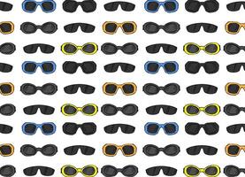 different colored summer sunglasses seamless pattern on white background, doodle style blue, yellow colors texture for wrapping paper, textile print, package design vector