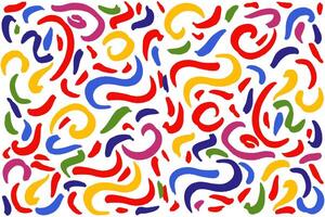 Colorful abstract pattern with red, blue, yellow, green, and purple brush strokes on a white background, creating a dynamic and playful design vector