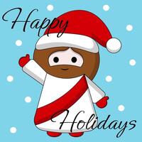 Greeting Christmas postcard with cute Jesus Christ vector