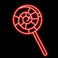 Lollipop in neon effect in red color vector