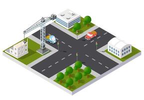 Cityscape icon design elements with isometric building city map. Isolated collection for creating your perfect city vector