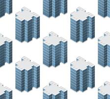 Isometric module city from urban building architecture design game and business shape background modern illustration seamless pattern vector