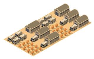 Module base camp object element for building design army armed troop isometric vector