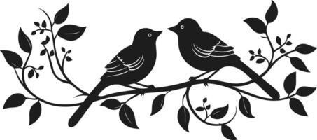 birds on a tree branch Silhouette on white background vector