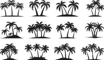 Silhouettes of palm trees. set of palm trees silhouette vector