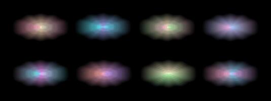 collection of Gradient blurred oval wavy shapes . Abstract watercolor floral shape with aura for design. illustration on black background. vector