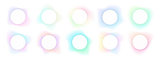 Set of gradients with blurred frames abstract shapes. Collection of futuristic glowing, neon colored with aura round frames for website design. illustration. vector