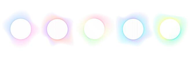 Set of gradients with blurred frames abstract shapes. Collection of futuristic glowing, neon colored with aura round frames for website design, banners . illustration. vector