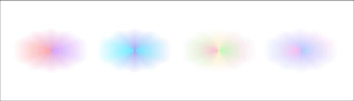 Set of Gradient blurred oval wavy shapes . Abstract watercolor floral shape with aura. Illustration. vector