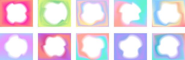 Collection of glowing colored gradient rectangular frames with inner blur abstract shape. Geometric backgrounds with aura for design vector