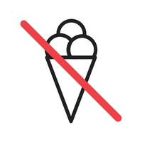 Prohibition sign No ice cream, outline icon isolated on white background. vector