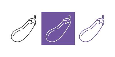 Eggplant icon outline. Food vegetables icon in 3 color. Outline style. Symbol vector