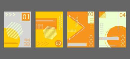 set modern minimalist geometric design abstract brochure book covers. Memphis style background templates with circle, triangle, hexagonal and squares shapes elements vector