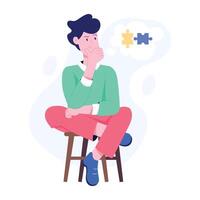 This flat illustration showing a boy busy in problem solving vector