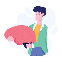 Sad man with mental issue, flat illustration vector