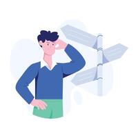 A flat character illustration of decision making vector