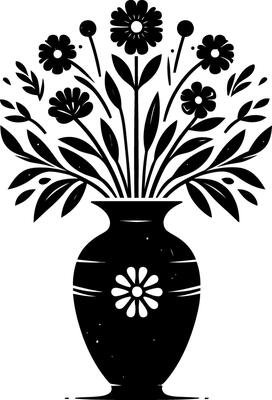 flower vase silhouette on white background