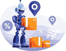 Robot Delivery Service Illustration vector