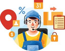 Customer Support via Phone Operator Service vector