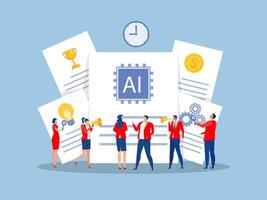 Business people using Artificial intelligence tools for data analysis to generate something on a document, Futuristic technology transformation on white backgrounds. vector