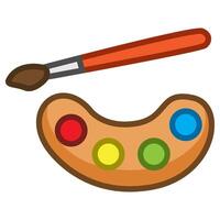 Paintbrush with palette in flat design style vector