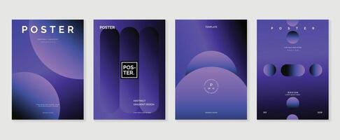Modern gradient poster background set. Minimalist style cover template with vibrant perspective 3d geometric prism shapes collection. Ideal design for social media, cover, banner, flyer. vector