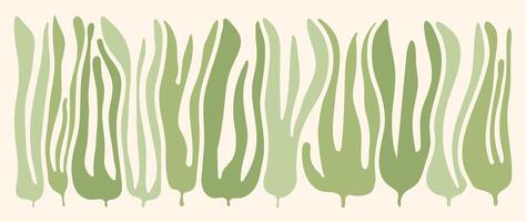 Abstract botanical art green background . Natural hand drawn pattern design with leaves branch collage. Simple contemporary style illustrated Design for fabric, print, cover, banner, wallpaper. vector