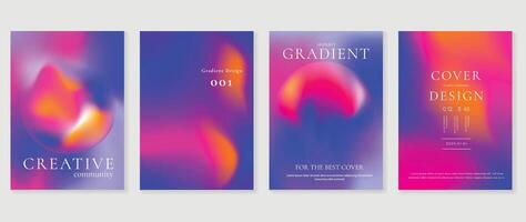Modern gradient poster background set. Minimalist style cover template with vibrant perspective 3d geometric prism shapes collection. Ideal design for social media, cover, banner, flyer. vector