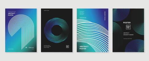 Modern gradient poster background set. Minimalist style cover template with vibrant perspective 3d geometric prism shapes collection. Ideal design for social media, cover, banner, flyer. vector
