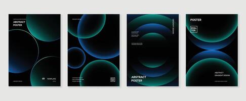 Modern gradient poster background set. Minimalist style cover template with vibrant perspective 3d geometric prism shapes collection. Ideal design for social media, cover, banner, flyer. vector