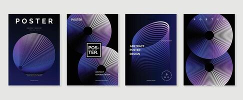 Modern gradient poster background set. Minimalist style cover template with vibrant perspective 3d geometric prism shapes collection. Ideal design for social media, cover, banner, flyer. vector