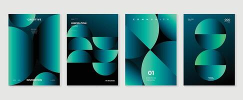 Modern gradient poster background set. Minimalist style cover template with vibrant perspective 3d geometric prism shapes collection. Ideal design for social media, cover, banner, flyer. vector